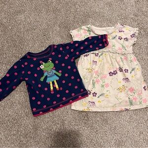 Girls Polka Dot Shirt and Floral Dress Set